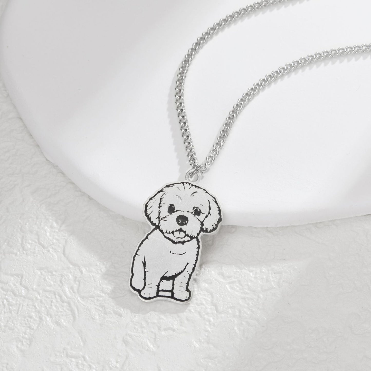 Custom Engraved Pet Portrait Necklace